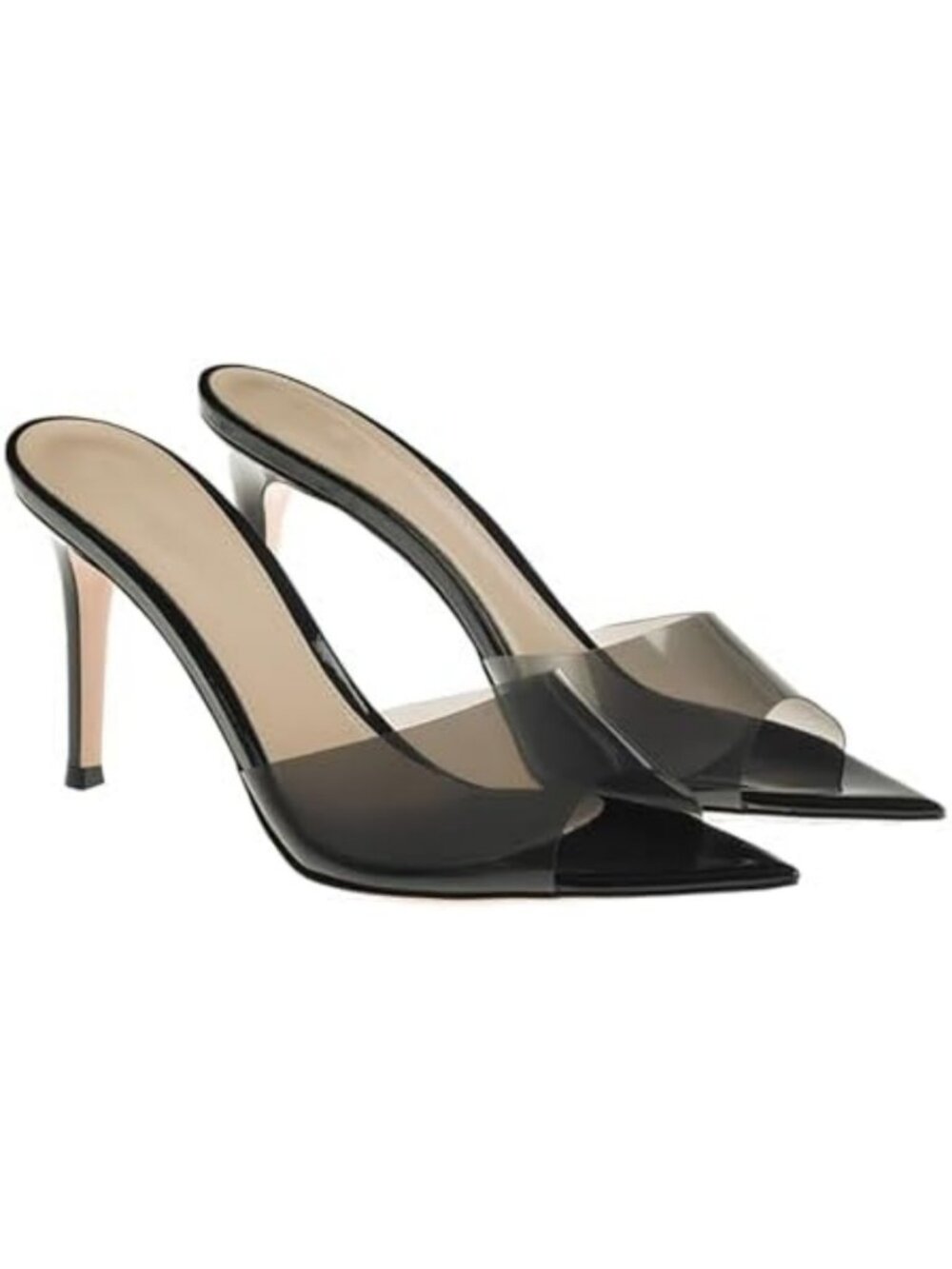 Stylish Clear Pointed Open Toe Stiletto Heels - Sexy Slip-On Transparent Mules